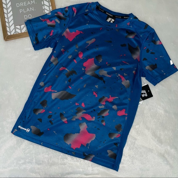 Russell Boys Printed T-shirt Dripower 360 moisture wicking reflective size 8 - Picture 4 of 10